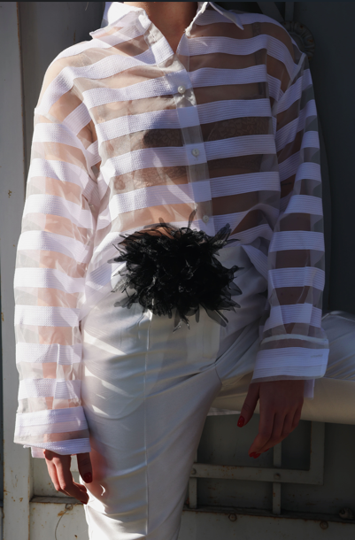 PANTALONE IN SHANTUNG ROSA, PAESTUM