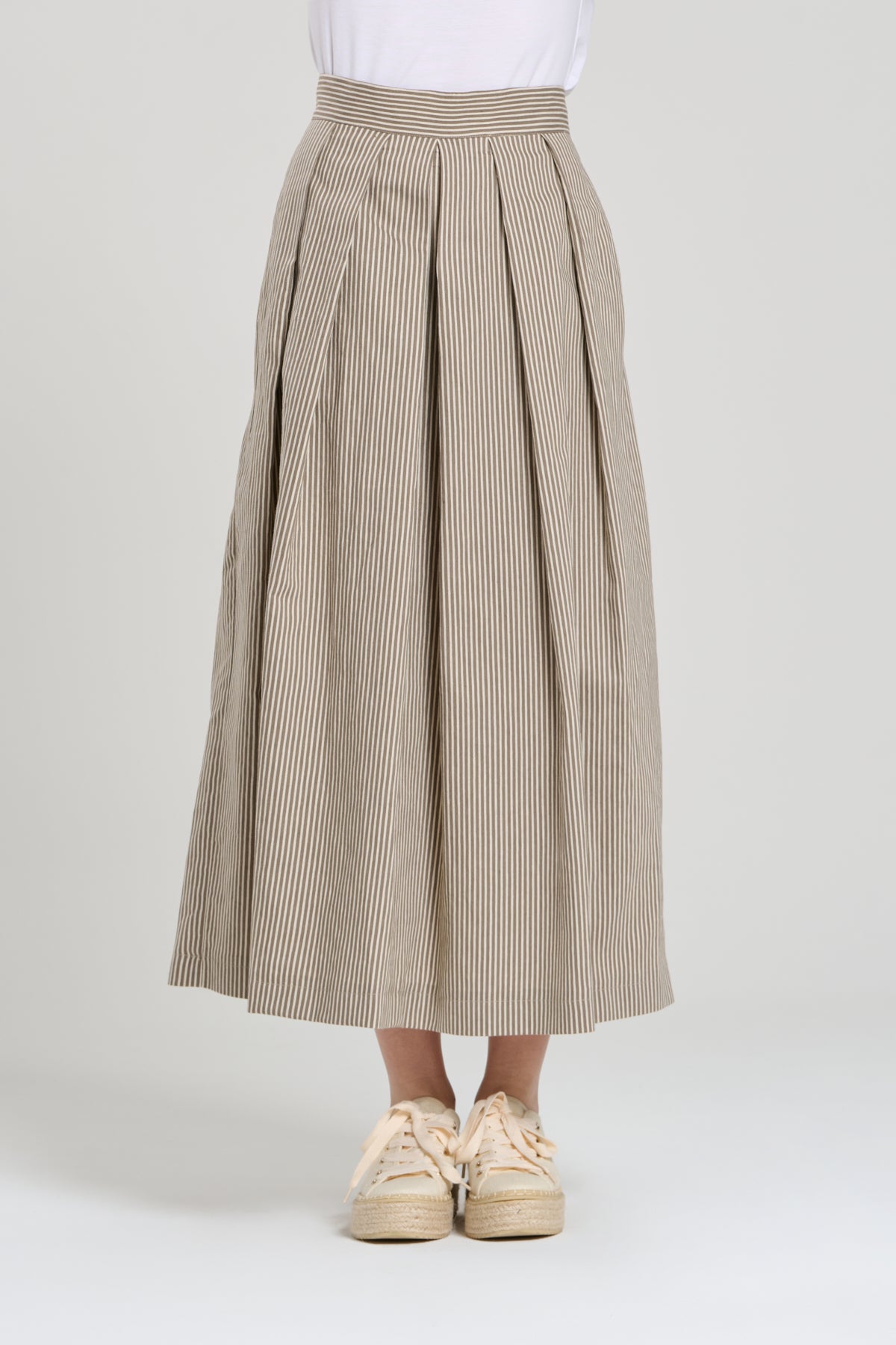 GONNA LUNGA MICRO RIGHE BEIGE, GIBUTI