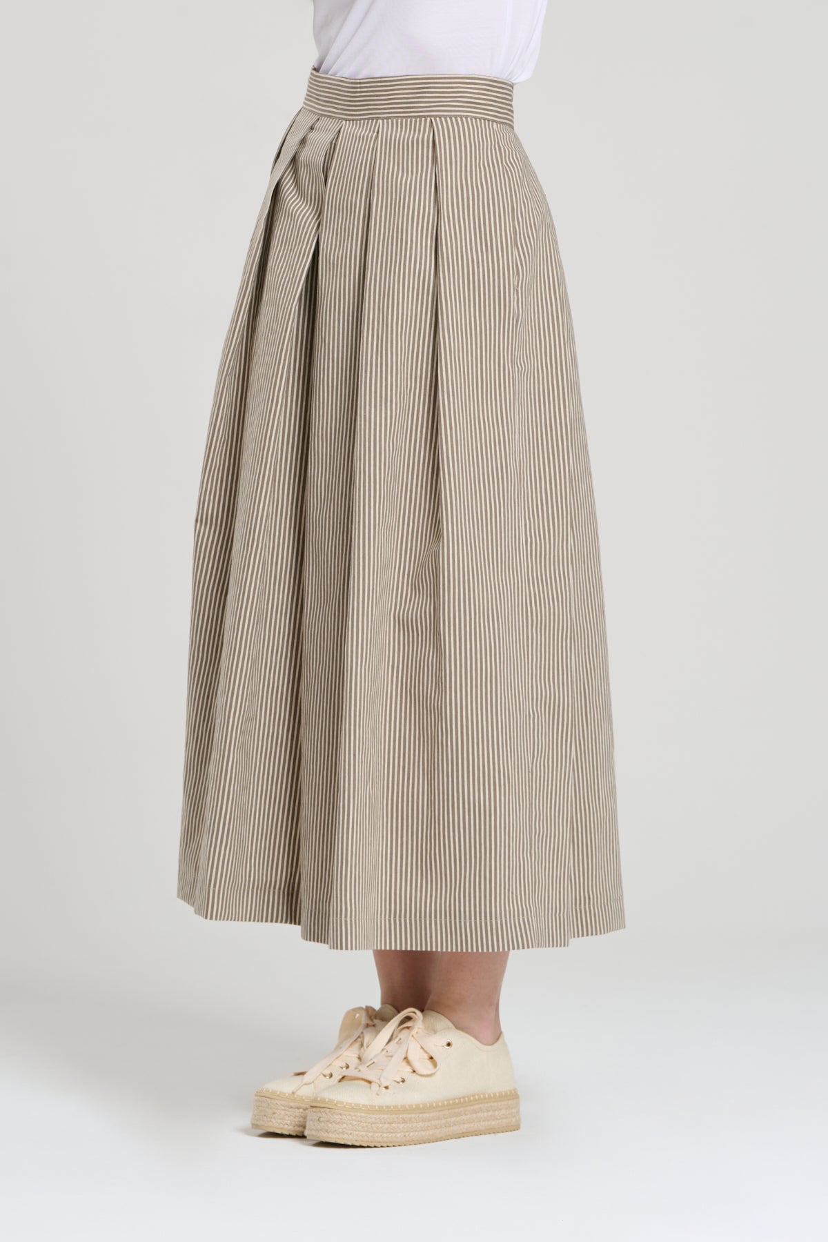 GONNA LUNGA MICRO RIGHE BEIGE, GIBUTI