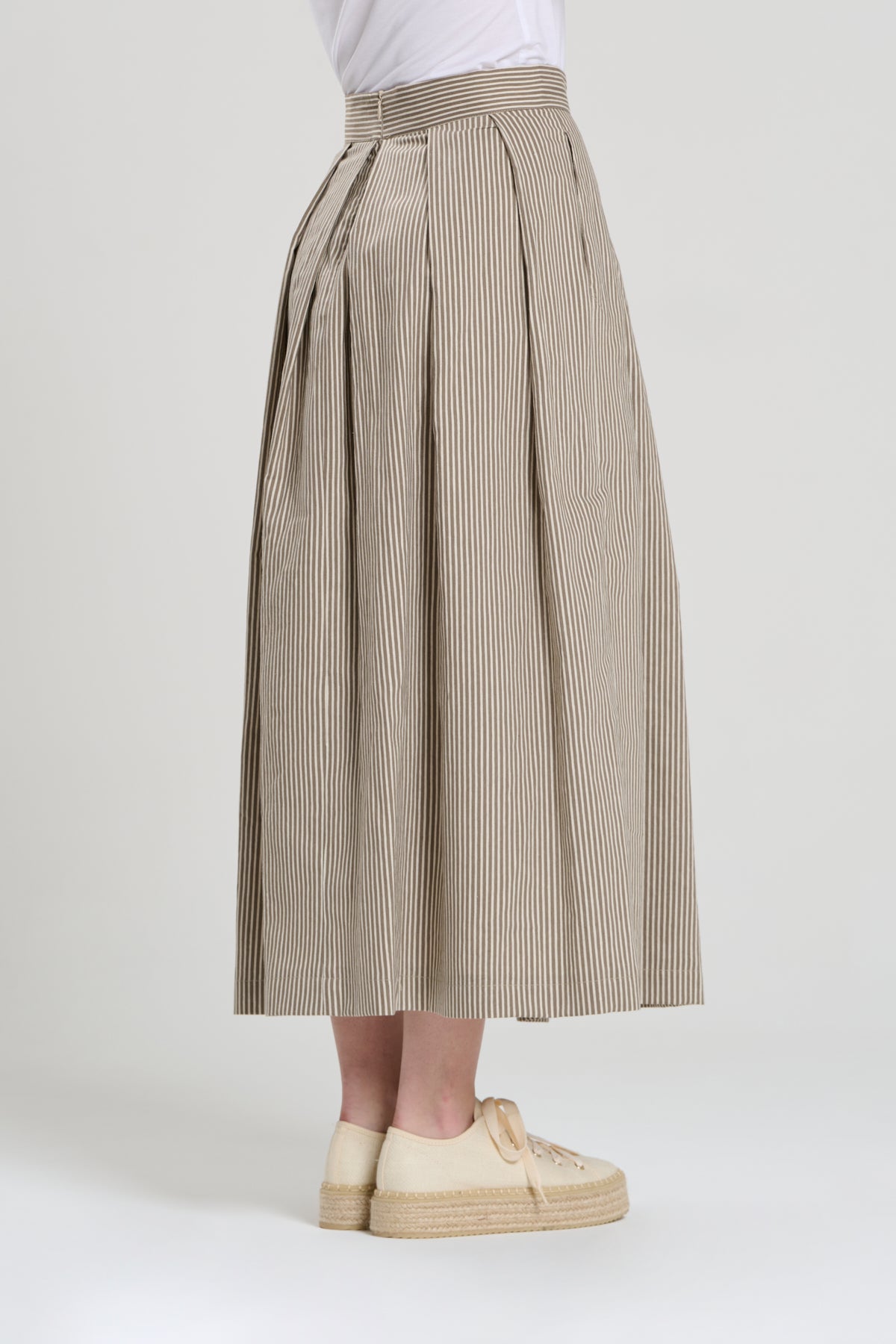 GONNA LUNGA MICRO RIGHE BEIGE, GIBUTI
