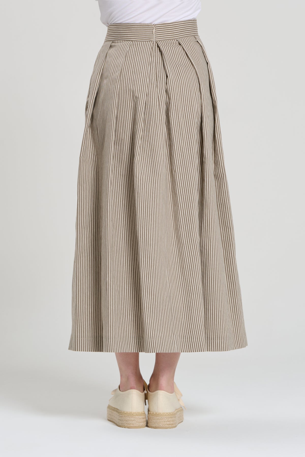 GONNA LUNGA MICRO RIGHE BEIGE, GIBUTI