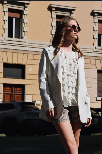 SHORTS MICRO RIGHE BEIGE, SINGAPORE