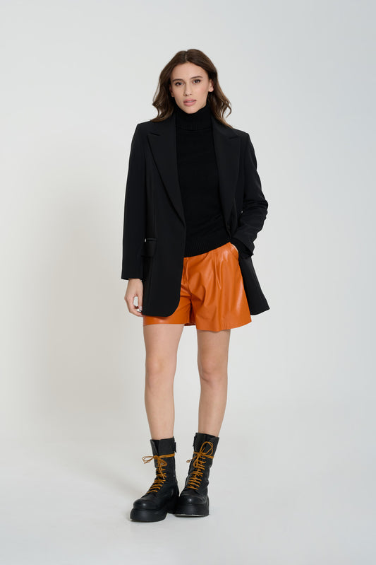 SHORTS IN ECOPELLE ARANCIO, SIDNEY