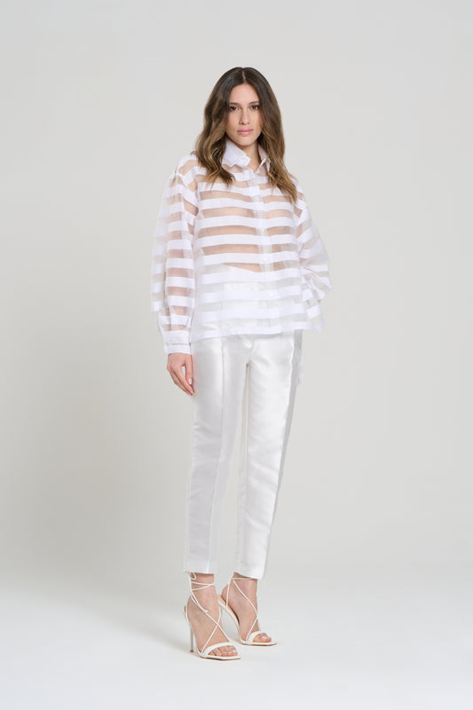 CAMICIA TRASPARENTE RIGHE BIANCHE, CAPRI 