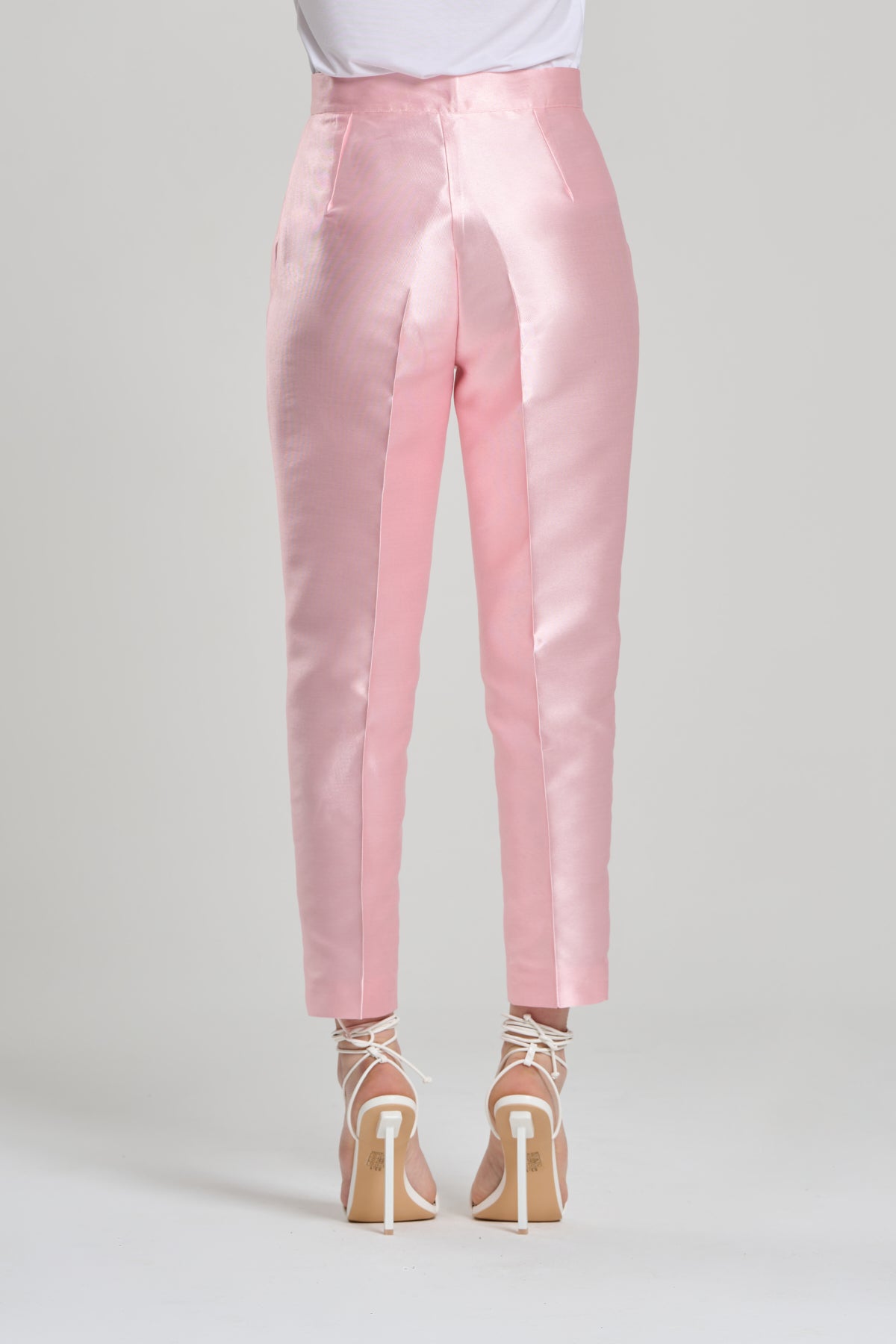 PINK SHANTUNG TROUSERS, PAESTUM