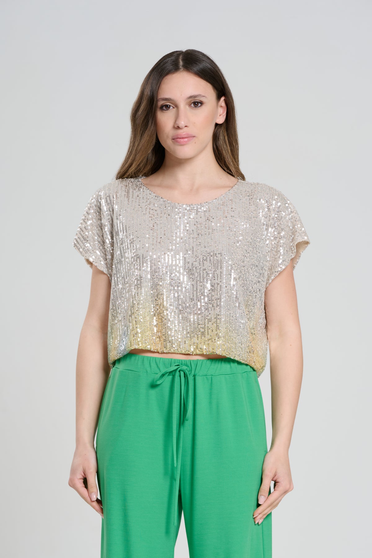 BLUSA CROP PAILLETTES, BRUXELLES 