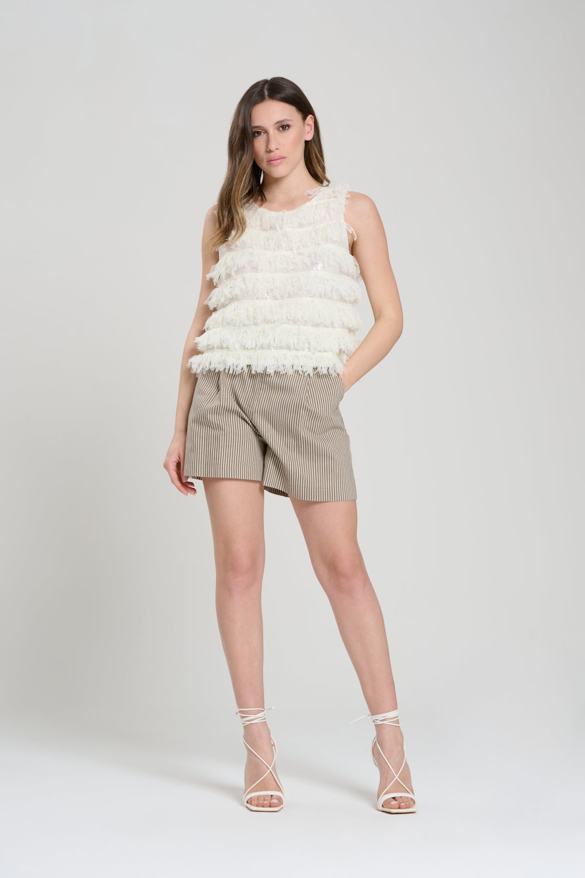 BLUSA CON FRANGE AVORIO, BALTIMORA 