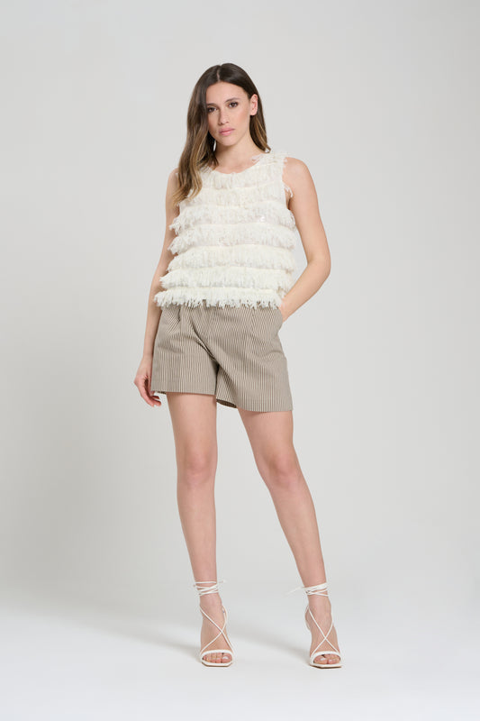 BLUSA CON FRANGE AVORIO, BALTIMORA 