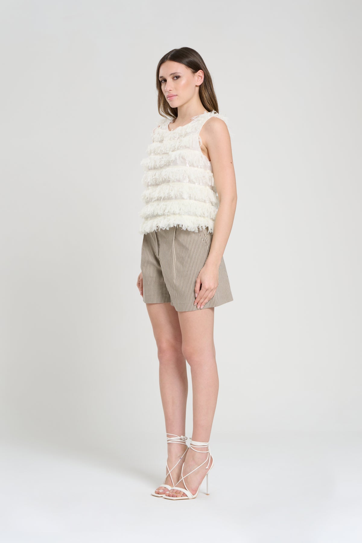 BLUSA CON FRANGE AVORIO, BALTIMORA 