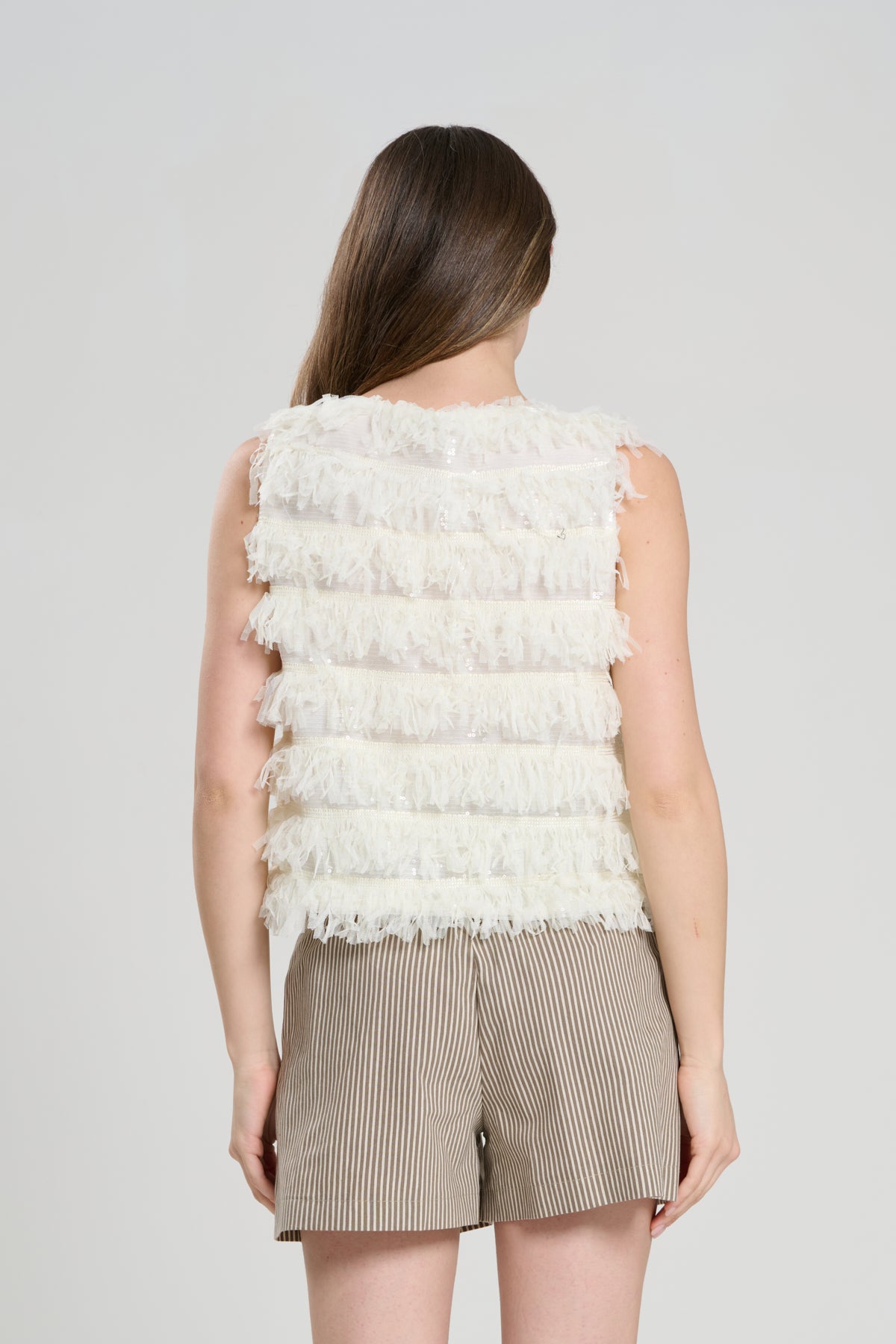 BLUSA CON FRANGE AVORIO, BALTIMORA 